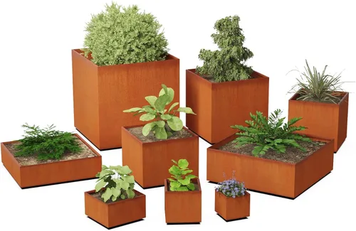 Miniatura 3 de Construye tu propia maceta de acero Corten – Elige tamaño, fondo, drenaje 12 a 48 pulgadas de diámetro Maceta redonda personalizada de acero