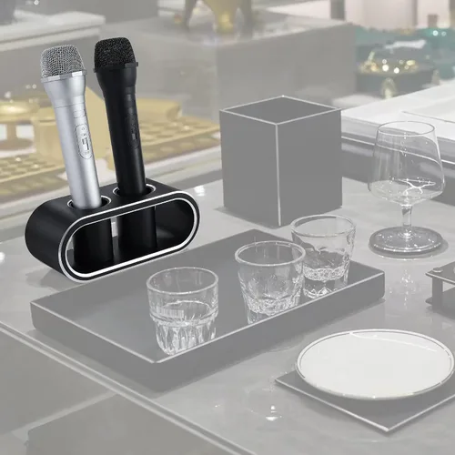 Miniatura 6 de Soporte de almacenamiento de micrófonos de escritorio de aleación de aluminio de metal, base de soporte para micrófonos inalámbricos, organizador