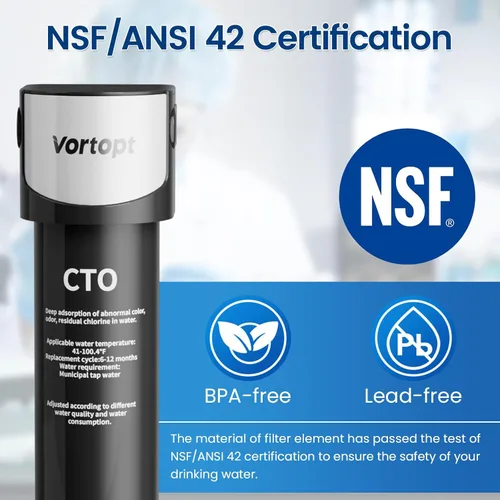 Miniatura 3 de Vortopt Filtración de agua, filtro de agua Q5-C2 para debajo del fregadero, purificador de agua certificado NSF/ANSI 42 para fregadero, flujo