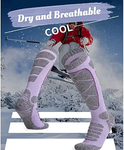 Miniatura 3 de Ekouaer Calcetines de esquí para hombres y mujeres esquí snowboard deportes de invierno hasta la rodilla cálidos transpirables paquete de 2 pares