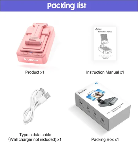 Miniatura 7 de Regalos para hombres y mujeres, soporte para teléfono con altavoz Bluetooth y función de carga, ángulo giratorio de 360°, soporte ajustable para Rosa
