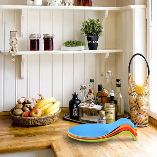 Miniatura 6 de iNeibo Apoyacucharas de silicona para la cocina, 4 unidades (colorido), Vajilla, Multicolor