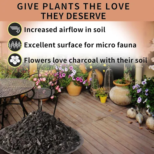 Miniatura 2 de Carbón activado orgánico para jardín - Carbón hortícola orgánico de jardín y de invernadero hecho de subproductos de carbón de madera dura pura