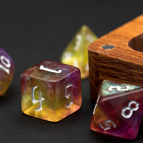 Miniatura 4 de 5 juegos de dados DND, juego de dados poliédricos (35 piezas) con bolsa de troquel de cuero, juego de troqueles D&D para juegos de mesa RPG