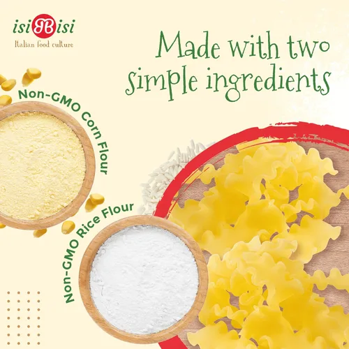 Miniatura 3 de isiBisi Pasta Mafalda para bebé sin gluten, 1.25 libras, mini fideos de lasaña hechos con harina de maíz y arroz, vegano, sin OMG, fabricado