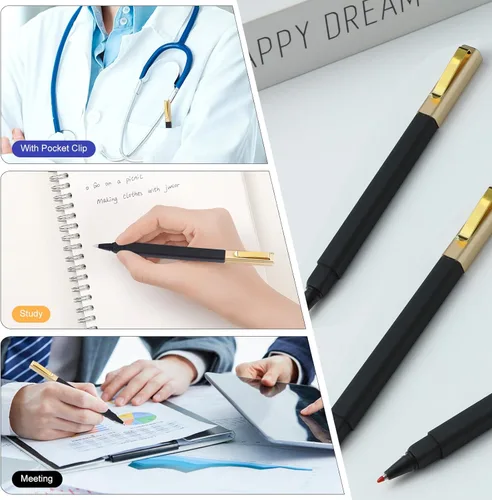 Miniatura 4 de 6 paquetes de bolígrafos de gel negros de 0.5 mm de punta media, bolígrafos de tinta de gel con tapa, secan rápidamente, bolígrafo de punta redonda