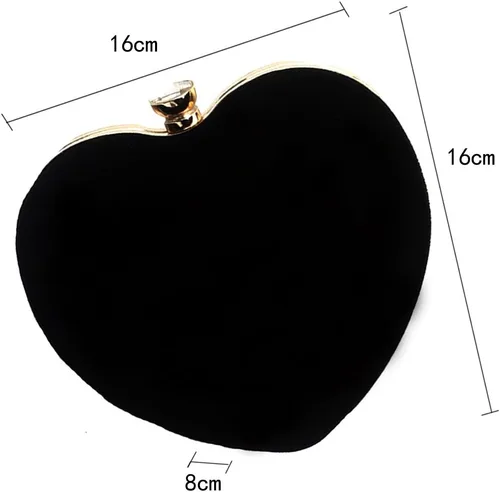 Miniatura 6 de Bolso de noche en forma de corazón Bolso de embrague de terciopelo Bolso de noche sólido