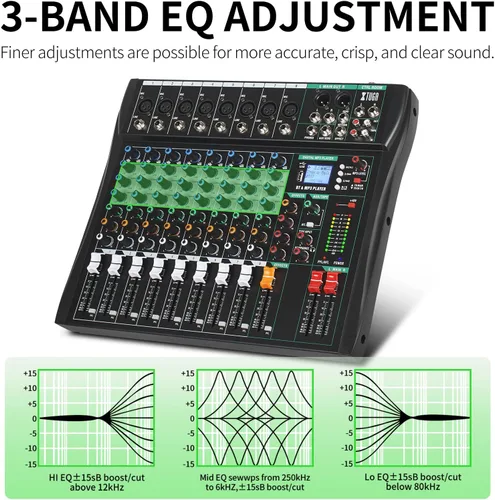Miniatura 6 de Mezclador de Audio XTUGA, Consola de Mezcla de 8 Canales, Interfaz de Audio, Consola de Mezcla para DJ, Podcast, Estudio, Karaoke, Equipo