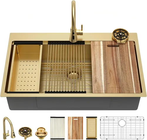 Miniatura 22 de Kichae Fregadero de Cocina de 21x20 Pulgadas, Fregadero de Barra Pequeño, Fregadero de Acero Inoxidable, Montaje Superior, Montaje Inferior