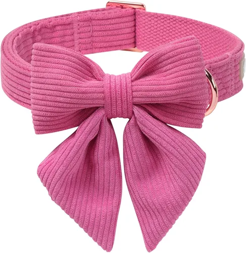 Miniatura 34 de Collares Verdes para Perros Pequeños, Lindo Collar de Pana para Perro con Corbatín, Hebilla de Metal de Seguridad, Collares Ajustables