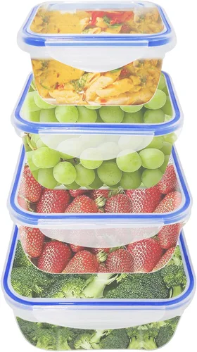Miniatura 10 de ARSUK Juego de 14 recipientes de plástico anidables para almacenamiento de alimentos con tapas herméticas a prueba de fugas