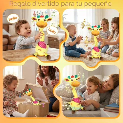 Miniatura 6 de Hunfur - Juguete de Jirafa que Habla y Baila, Animal de Peluche que Repite lo que Dices con Luz que Brilla, Juguete para Bebés de 3-18 Meses, Regalo