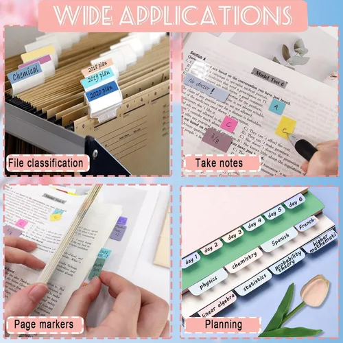 Miniatura 4 de Potanro Pestañas adhesivas 720 pestañas de color para cuadernos de 1 pulgada, pestañas de anotación para escritura, pestañas de página