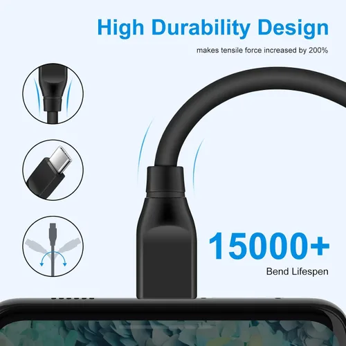 Miniatura 5 de Cable USB C a USB C, 60 W, 2 unidades tipo C a tipo C, cable de carga rápida de 6 pies C para Samsung Galaxy S25 S24 S23 Ultra S22 A53 A03S A04S A16