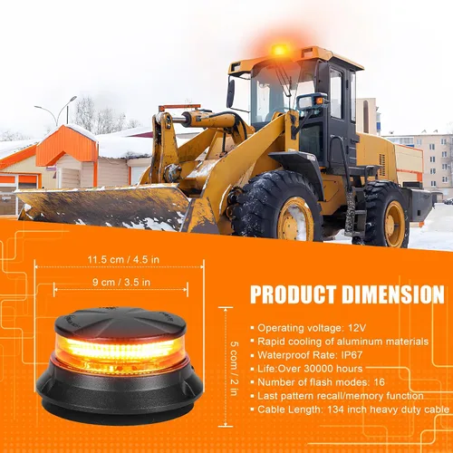 Miniatura 4 de Luces de baliza estroboscópica ámbar LED WINECO, luces de advertencia de emergencia de seguridad intermitentes giratorias para carretilla elevadora