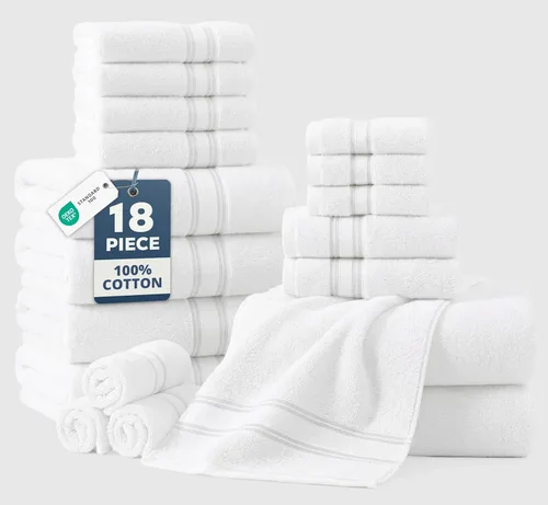 Miniatura 30 de Lane Linen Juego de 4 toallas de baño de 100 % algodón (35 x 66 pulgadas), juego de toallas de baño extragrandes de algodón sin torsión, secado Gris