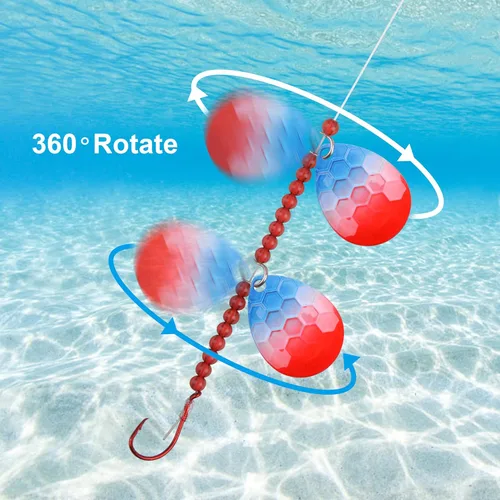 Miniatura 3 de OROOTL Walleye Rigs Kit, 6pcs Walleye Fishing Lures Crawler Harness Colorado Spinner Blade Pre-Rigged Live Bait Rigs Spinnerbaits Freshwater
