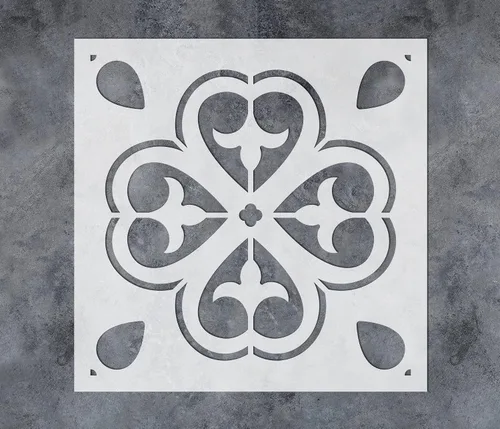 Miniatura 4 de GSS Designs - Plantillas de azulejos reutilizables, plantillas grandes de piso de 12 x 12 pulgadas para pintar hormigón, patio y paredes