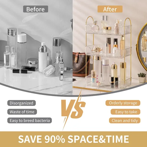 Miniatura 2 de YCIA&DONE Organizador de Baño para Encimera, Almacenamiento de Maquillaje, Estante de Bandeja para Cosméticos para Cuidado de la Piel, Soporte