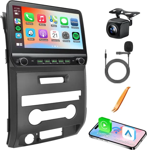 Radio de coche estéreo unidad principal para Ford F150 2009 2010 2011 2012 2013 2014 con Carplay inalámbrico Android Auto 10 pulgadas pantalla