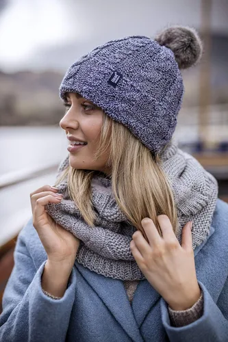 Miniatura 4 de Gorros térmicos de punto grueso para mujer con pompones