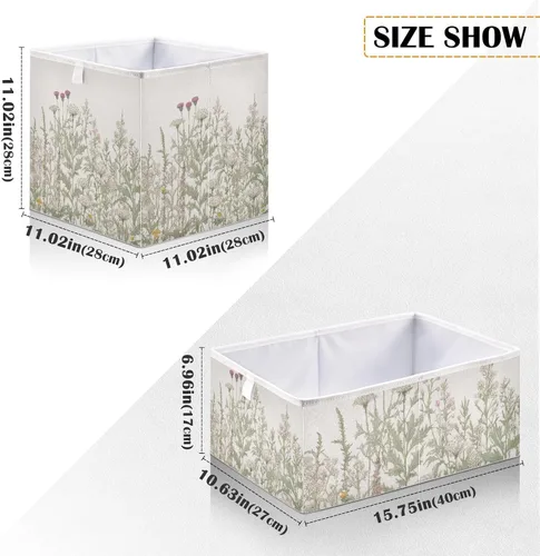 Miniatura 2 de Kigai Wild Flowers - Cubo de almacenamiento de 15.7 x 10.6 x 7 pulgadas, organizador grande plegable para estantes, armario, sala de almacenamiento