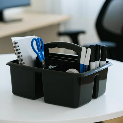 Miniatura 4 de Storex Organizador de limpieza pequeño de 3 compartimentos, organizador de suministros multiusos con asa, negro, paquete de 6 (00972A06C)