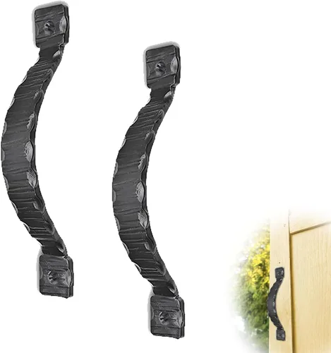 Miniatura 15 de Paquete de 2 manijas decorativas negras de 4.5 pulgadas, manija decorativa de puerta de hierro, manija de puerta de metal rústico para puertas Negro