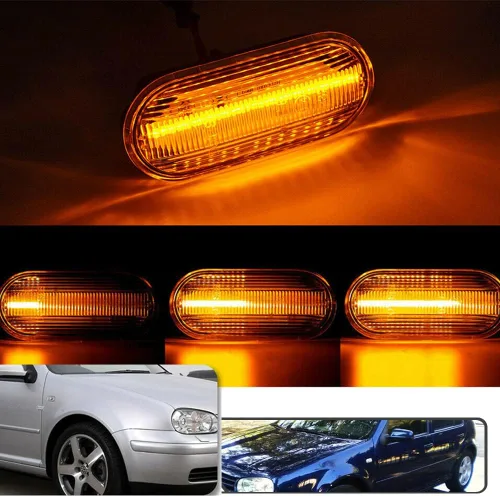 Miniatura 7 de 2 unids Full Amber Dynamic Sequential Blink LED Side Marker Light para Volkswagen Golf MK4 Jetta New Beetle Front Fender Luces de señal de giro
