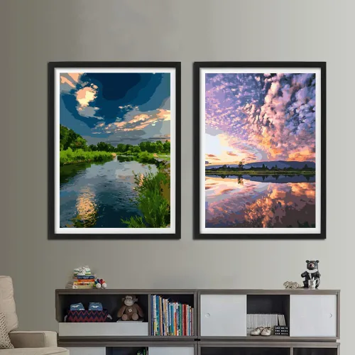 Miniatura 4 de Kit de pintura por números para adultos principiantes, paquete de 2 pinturas por números para adultos, lienzo enrollado para pintar, decoración