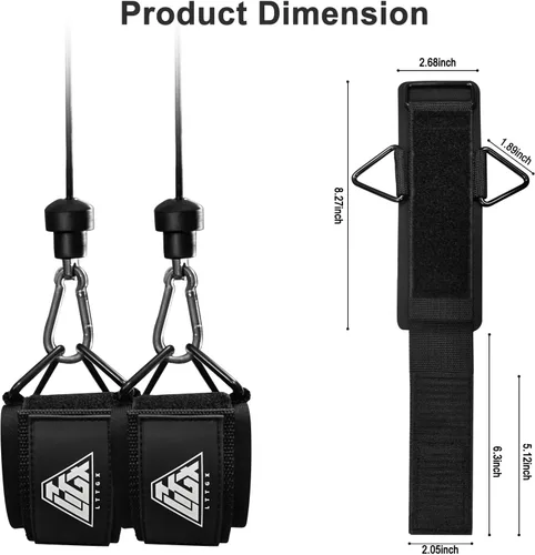 Miniatura 5 de Muñequeras para gimnasio de cables, correas de muñeca ajustables para máquinas de cable de elevación de neopreno acolchado