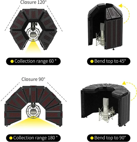Miniatura 3 de XTUGA Protector para Aislamiento de Micrófono de Grabación, Espuma Absorbente de Alta Densidad de 3 Paneles para Filtrar Vocales, Cubierta