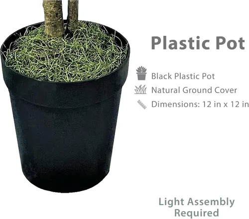Miniatura 3 de LCG Florals Árbol de ficus artificial de 6 pies en maceta de plástico negro, tronco de madera real, premontado, planta sintética de interior sin