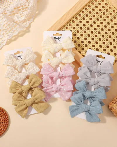 Miniatura 6 de doboi 20 pinzas de lino para el pelo para bebés, accesorios para bebés, bebés, niños pequeños en pares Flower Bows