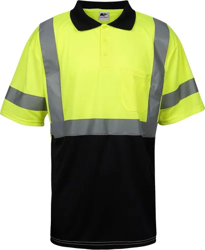 L&M® Hi Vis Camiseta Polo ANSI Clase 3 Reflectante Seguridad Lima Naranja Negro Manga Larga Corta Alta Visibilidad Lima 71