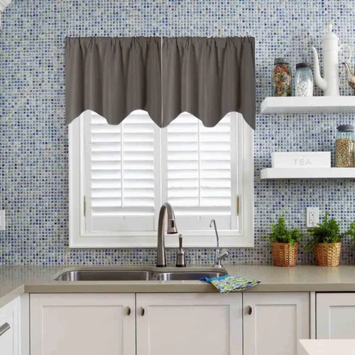 Miniatura 11 de Cenefa Blanco Puro Paquete de 2 - Cortinas de Liquidación para Sala de Estar, Baño y Dormitorio - Estilo Granja Festoneado, 18 Pulgadas de Largo