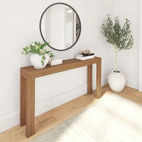 Miniatura 10 de Plank+Beam Mesa consola moderna de madera maciza, 46 pulgadas, mesa de sofá, mesa de entrada estrecha para pasillo, detrás del sofá, sala de estar