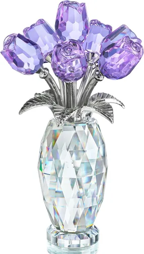 Miniatura 13 de H&D HYALINE & DORA Peso de papel de rosa de cristal azul, regalos de flores de vidrio para mujeres, niñas, esposas, ramo de flores de cristal Azul 2