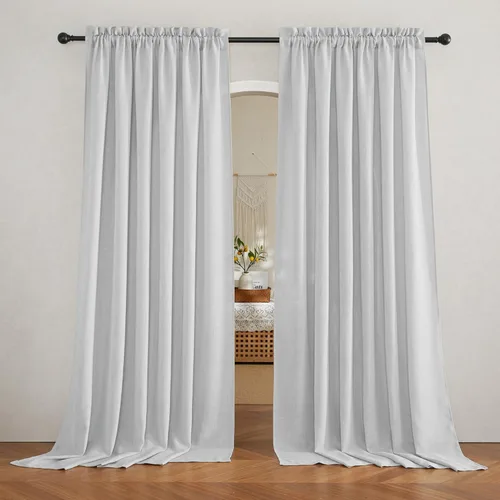 Miniatura 14 de RYB HOME Cortinas extralargas de 108 pulgadas de largo, transpirables con bolsillo para barra, cortinas traslúcidas blancas para sala de estar
