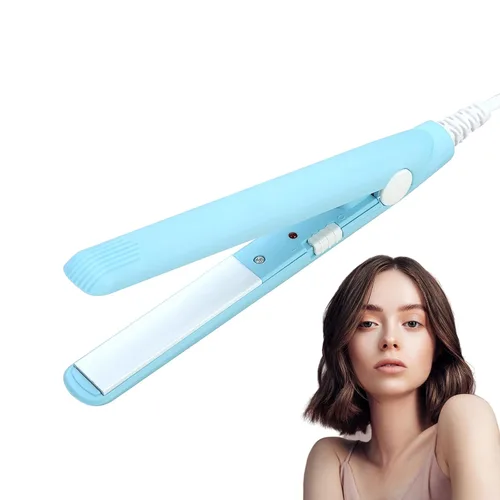 Plancha plana de turmalina de cerámica 2 en 1: alisador y rizador de viaje portátil ligero para cabello corto (US-#3)