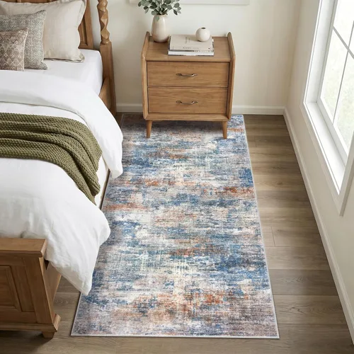 Miniatura 385 de IOHOUZE Alfombra abstracta lavable de 3 x 12 pies para pasillos, antideslizante para cocina, camino de entrada de lana sintética para interiores