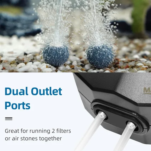 Miniatura 4 de Aquarium Air Pump Single Outlet/Dual Outlet Adjustable Aerator with Accessories for 10-100 Gallon Fish Tank