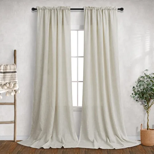 Miniatura 33 de Cortinas blancas puras de 38 pulgadas de ancho para dormitorio, juego de 2 paneles de cortinas de privacidad con bolsillo para barra, cortinas