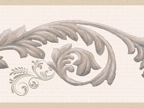 Dundee Deco Papel tapiz para despegar y pegar DDAZBD9283 Damasco gris marrón vides rollos borde de pared diseño retro, 15 pies x 7 pulgadas (15.0 ft