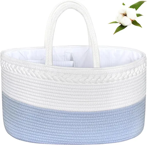 Miniatura 14 de ABenkle Organizador de Pañales - Cesta de Almacenamiento de Cuerda de Algodón para Artículos Esenciales del Bebé, Regalo de Baby Shower para Niños
