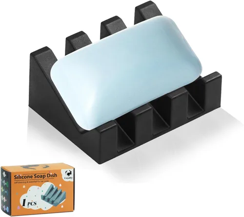 Miniatura 35 de Jabonera Autodrenante con Soporte, Jabonera de Silicona, para Baño, Cocina, Esponjas, Puede Extender la Vida del Jabón, Mantiene las Barras de Jabón
