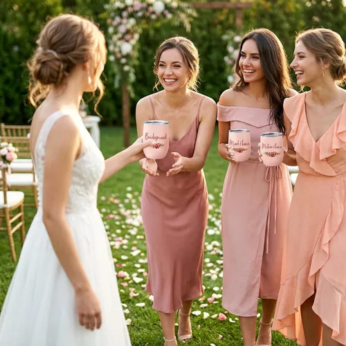 Miniatura 5 de CARAKNOTS Regalos de la tribu de la novia, vaso de vino de boda para despedida de soltera, accesorios de recuerdo de fiesta, tazas de dama de honor