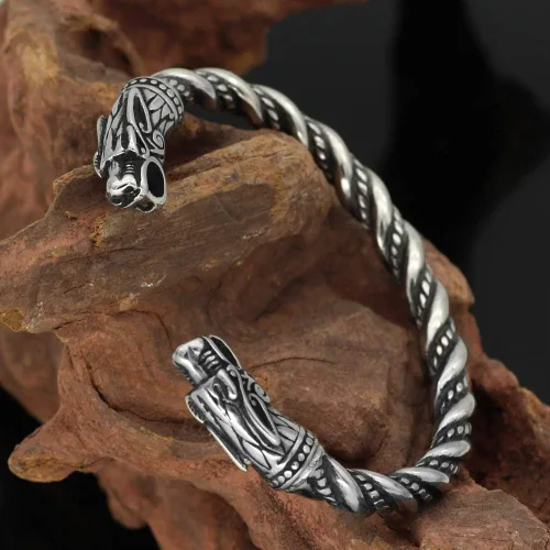 Miniatura 3 de GuoShuang Nordic Viking Norse Dragon Scandinavian Bracelet Men Wristband Cuff Bracelets with Valknut Gift Bag