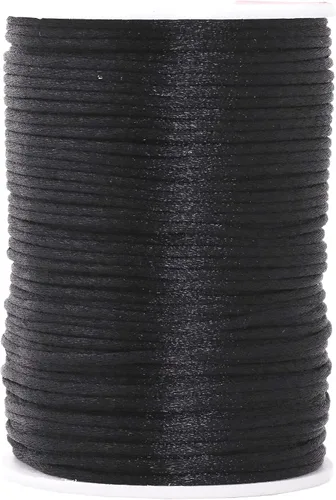Miniatura 82 de Mandala Crafts Cordón de Satén de Nailon 2mm Cordón Rattail Champagne - 100 Yardas Cordón de Nailon Chino para Nudos Cordón de Seda Cola de Rata