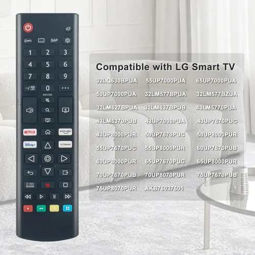 Miniatura 2 de AKB76037601 - Control remoto de repuesto para LG Smart TV 55UP7000PUA 65UP7000PUA 50UP7000PUA 32LM577BPUA 32LM577BZUA 32LM627BPUA 32LM637BPUB